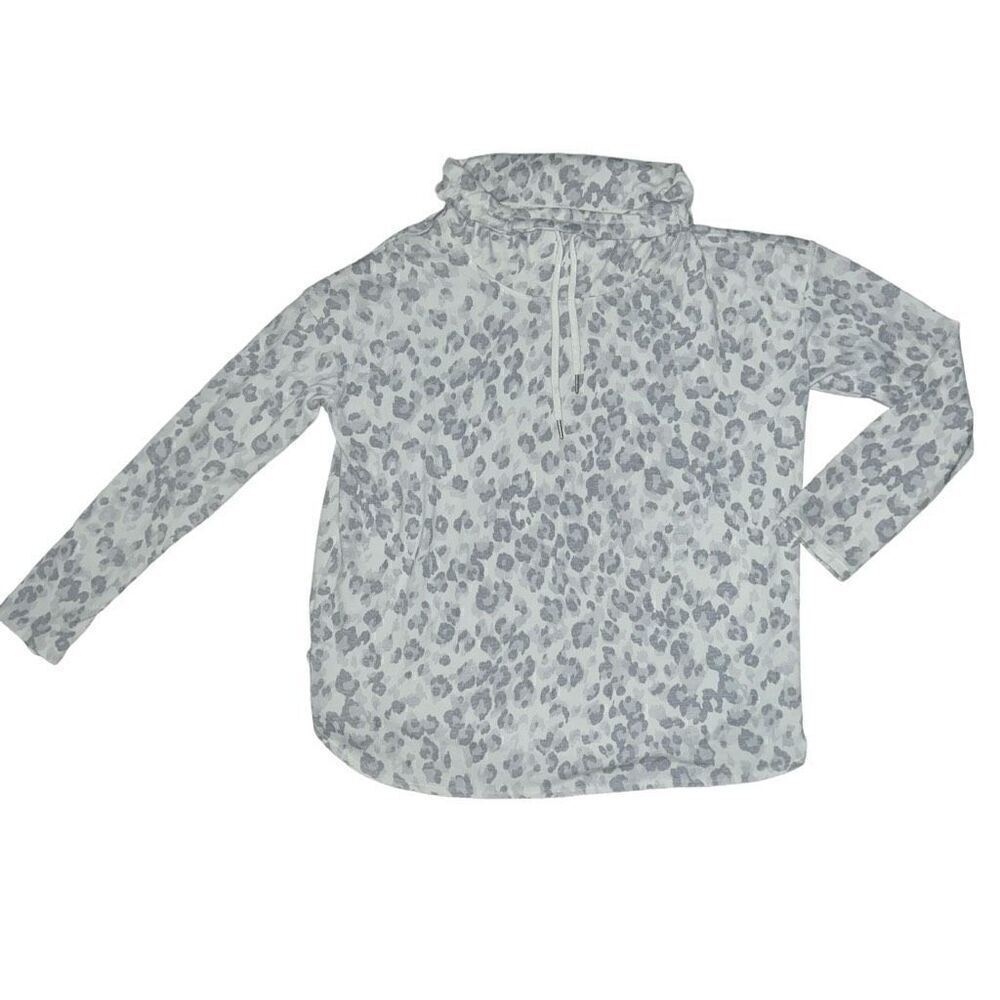 CALVIN KLEIN Cheetah Print Cowl Neck Long Sleeve Pullover Size L